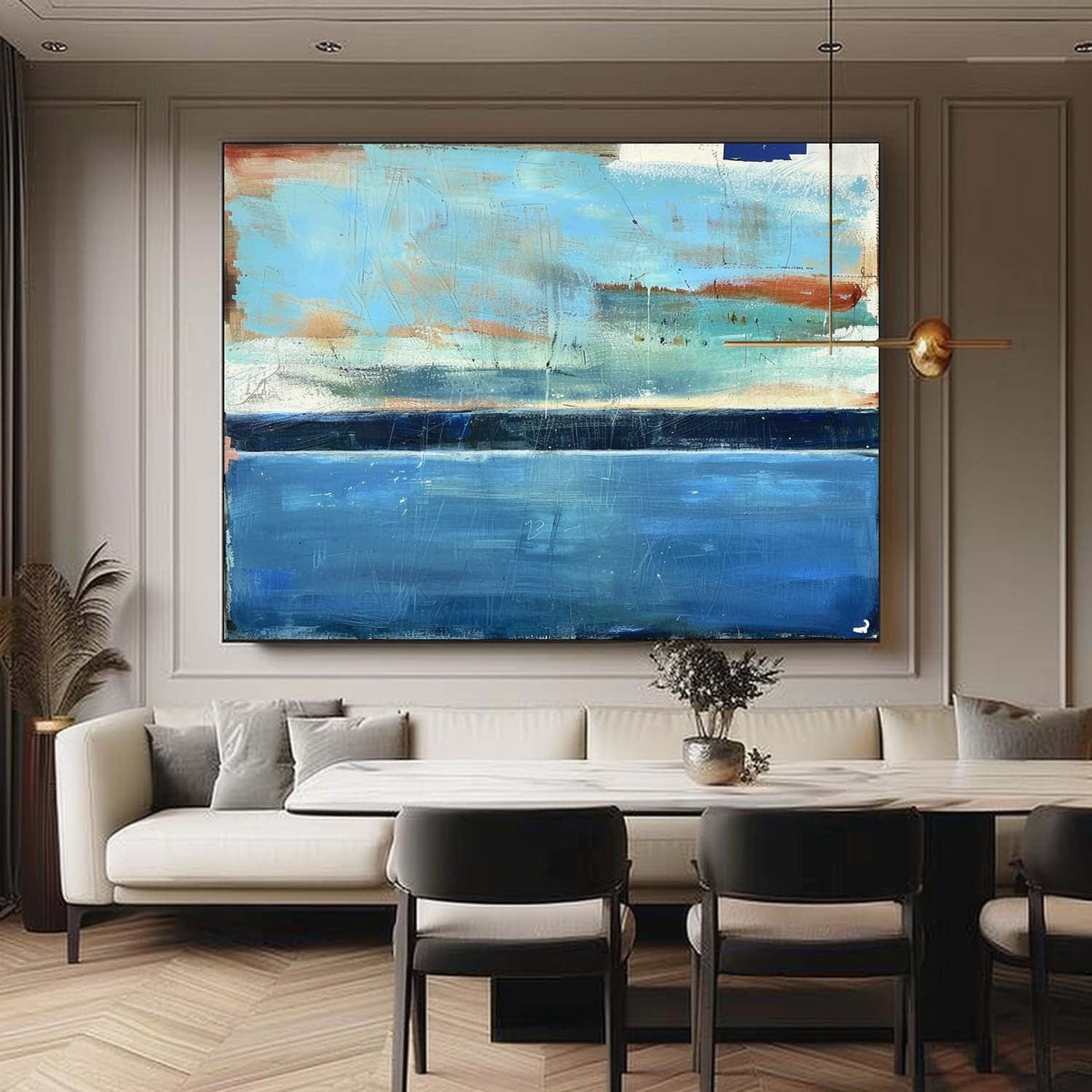 Coastal Landscape Painting Textured Modern Wall Art
