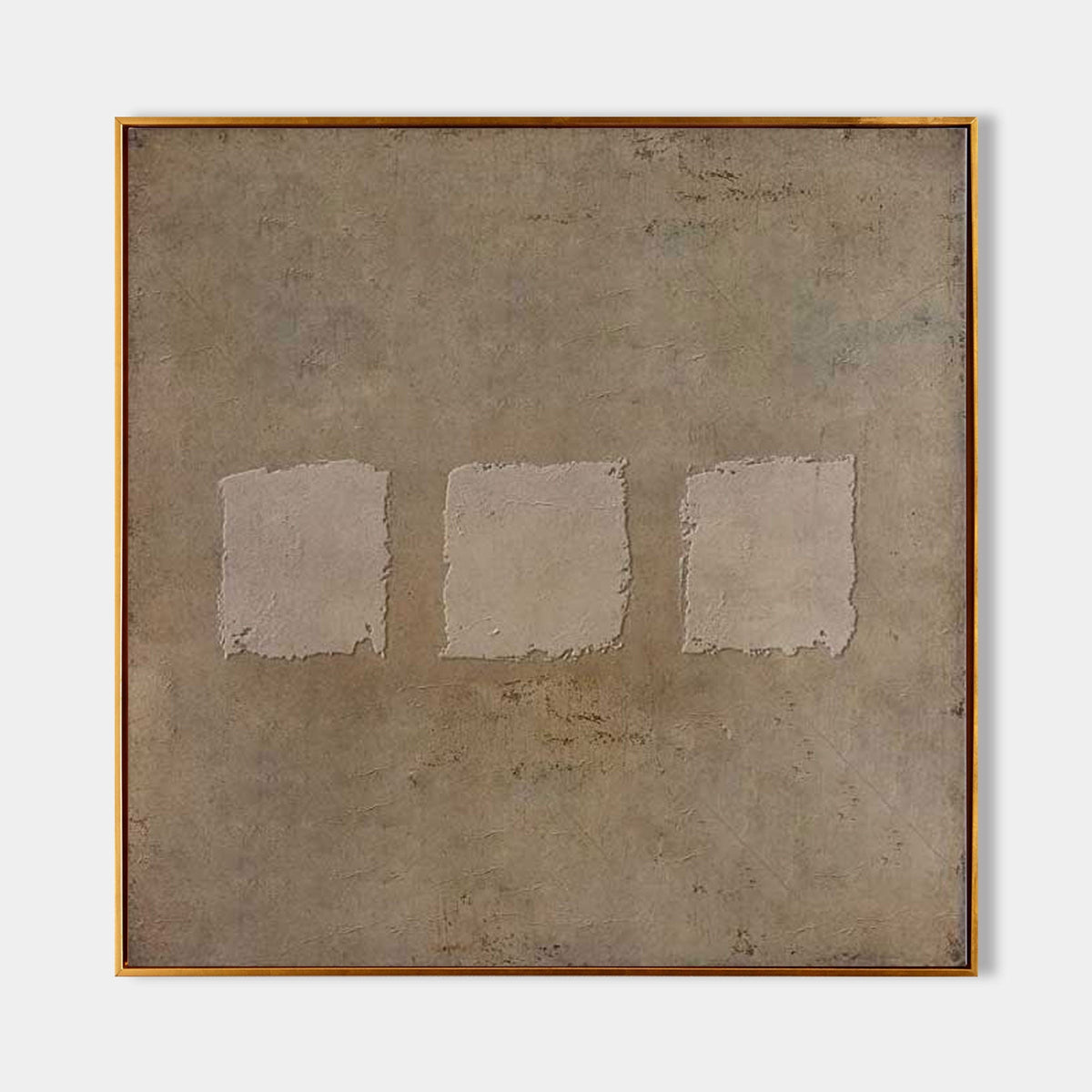 Neutral Tone Three Squares Minimalist Oil Painting