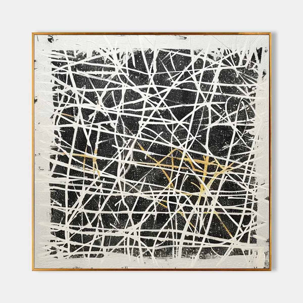 Black White Oil Painting Web-Line Textures Sleek
