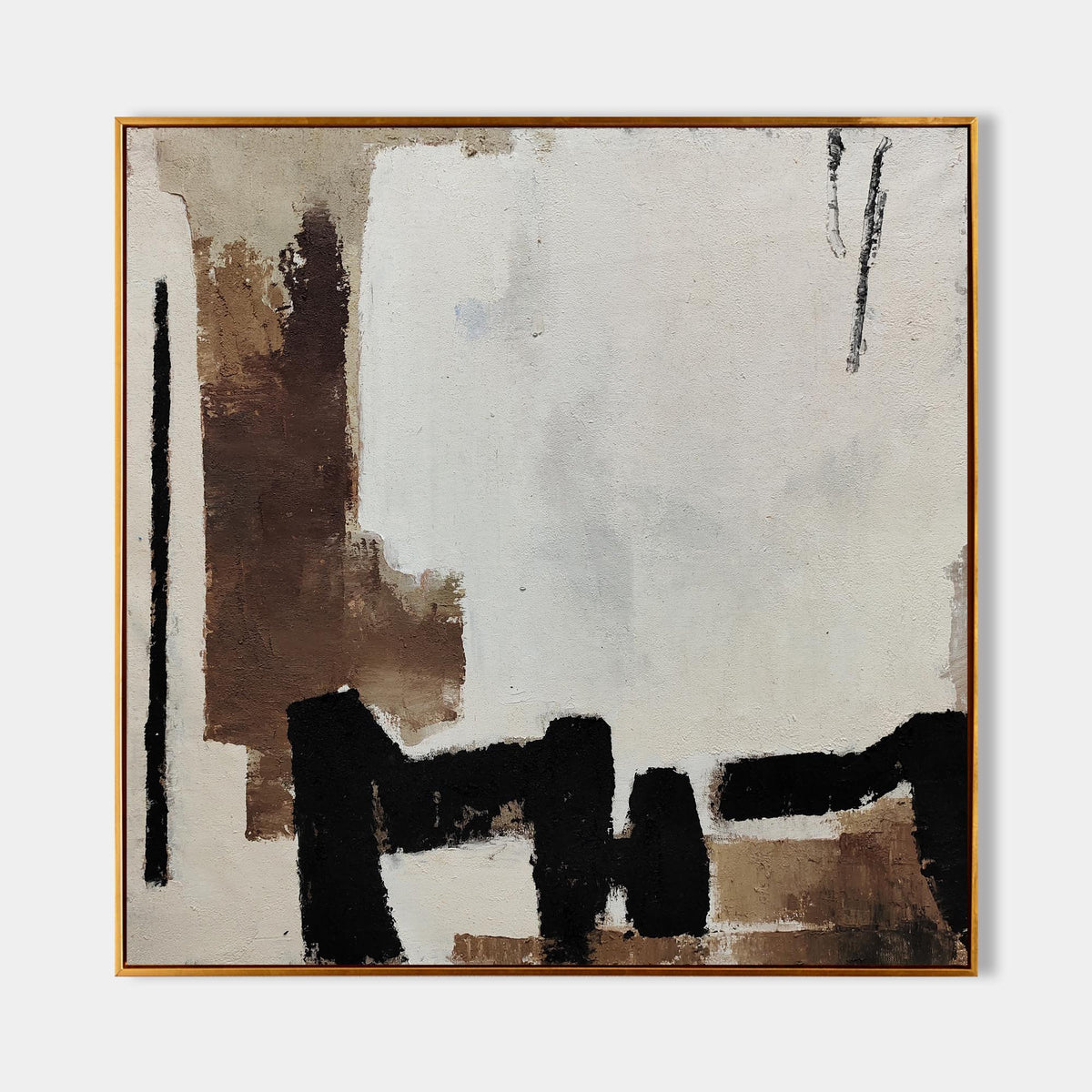 Elara Neutral Brown Black Abstract Canvas Wall Art