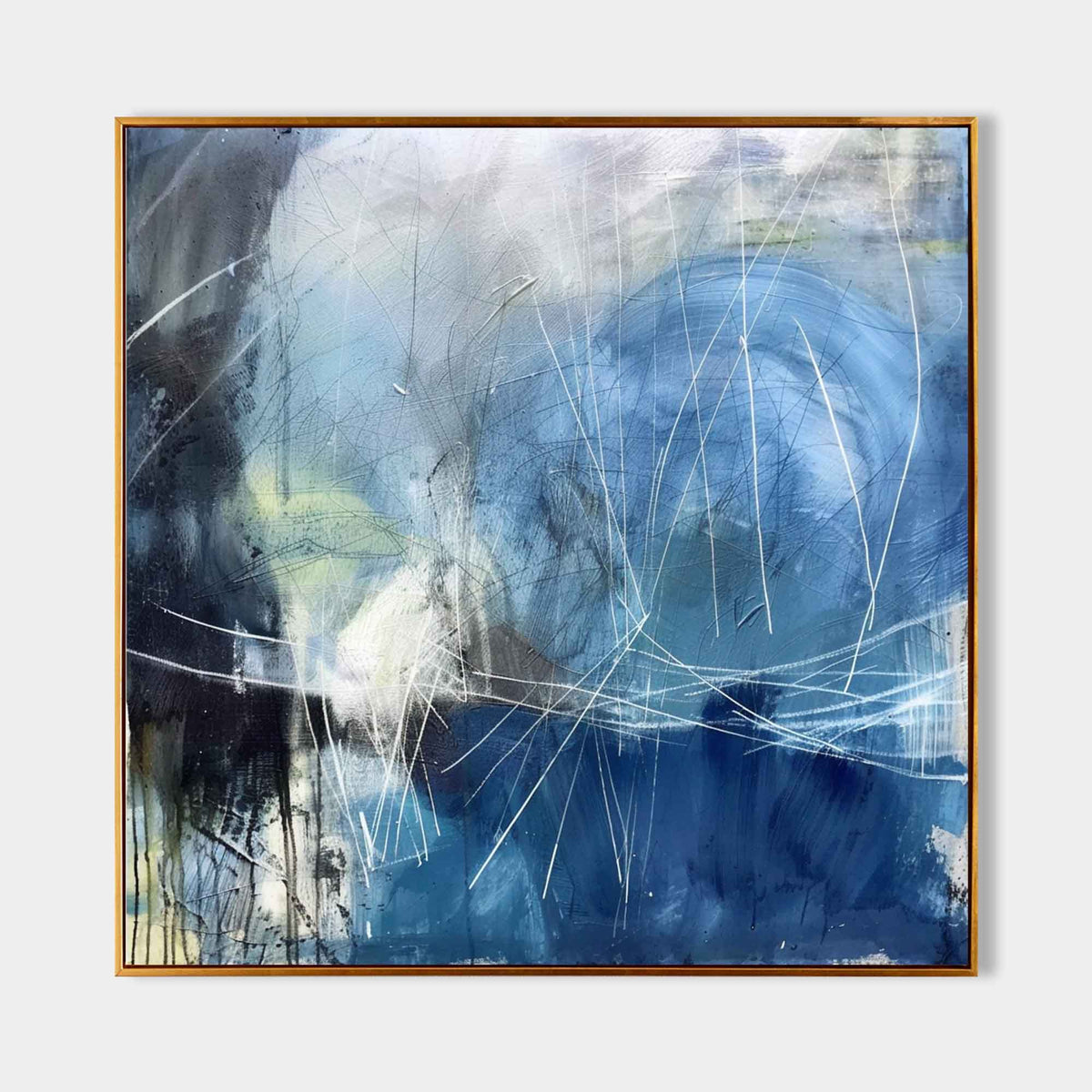 Wall Art Abstract Blue Water Linear Modern