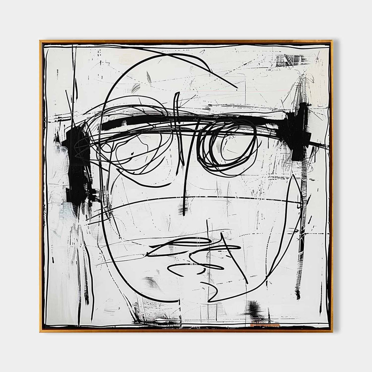Abstract Expressionist Black White Face Painting