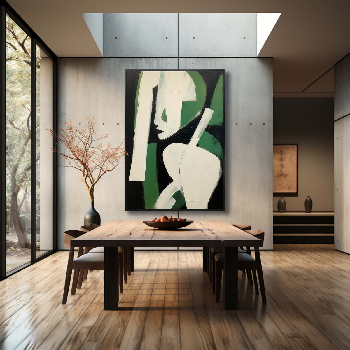 Wall Art Square Abstract Cubist Figure Green