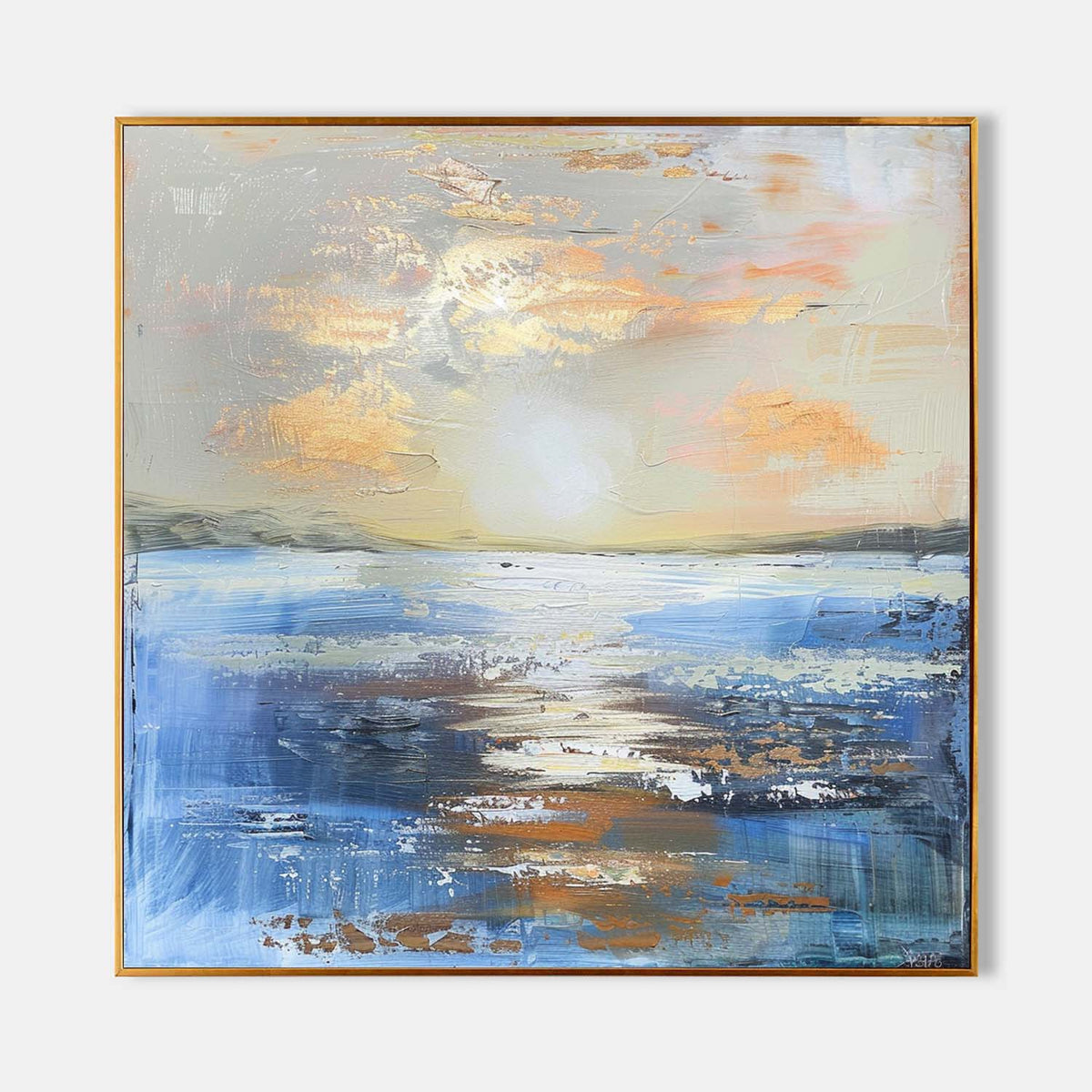 Coastal Sunset Impasto Oil Painting