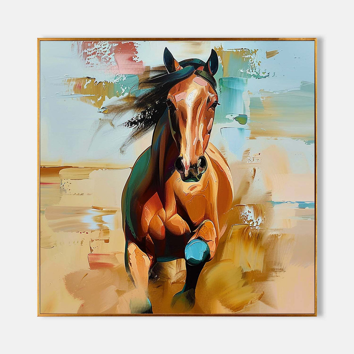 Wall Art Golden Running Horse