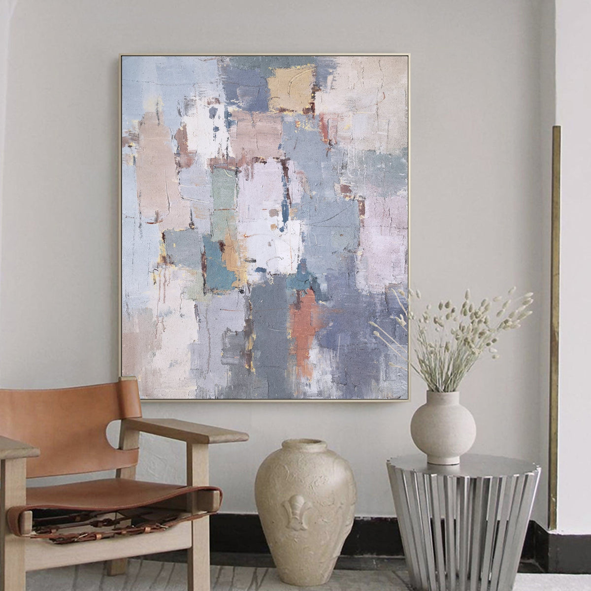 Soft Neutral Abstract Oil Painting