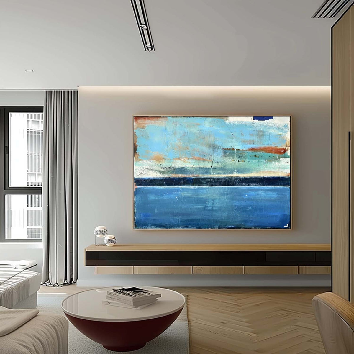 Coastal Landscape Painting Textured Modern Wall Art