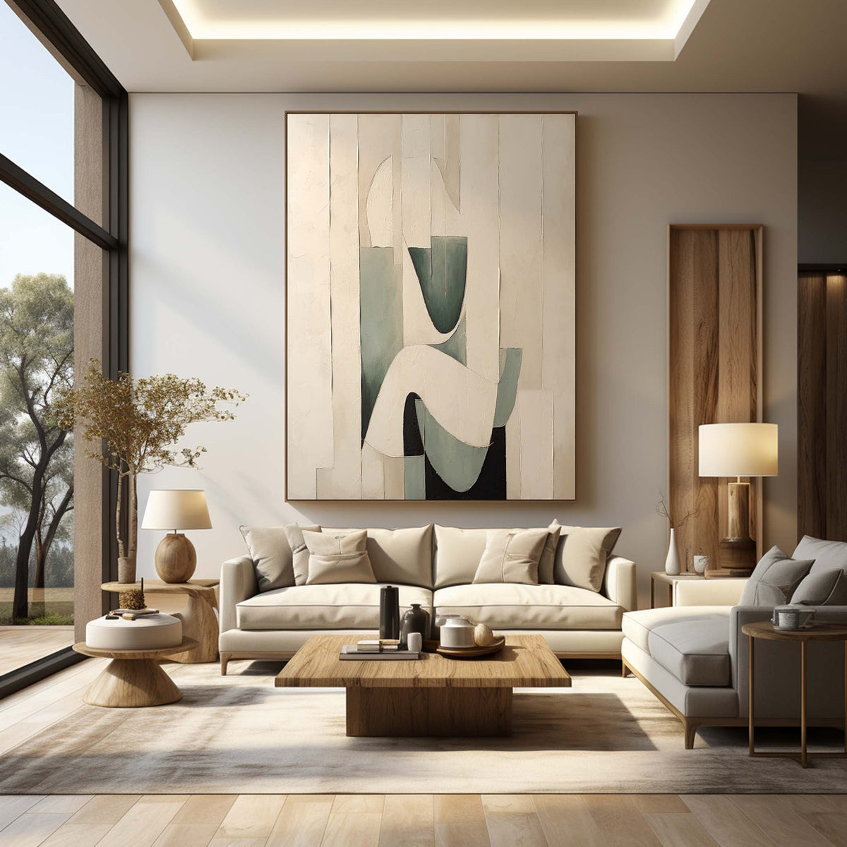 Wall Art Organic Geometric Abstract Oil Painting