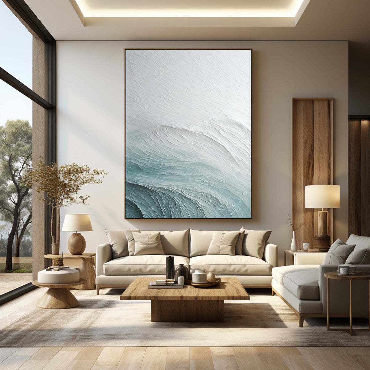 3D Textured Ocean Waves Coastal Wall Art