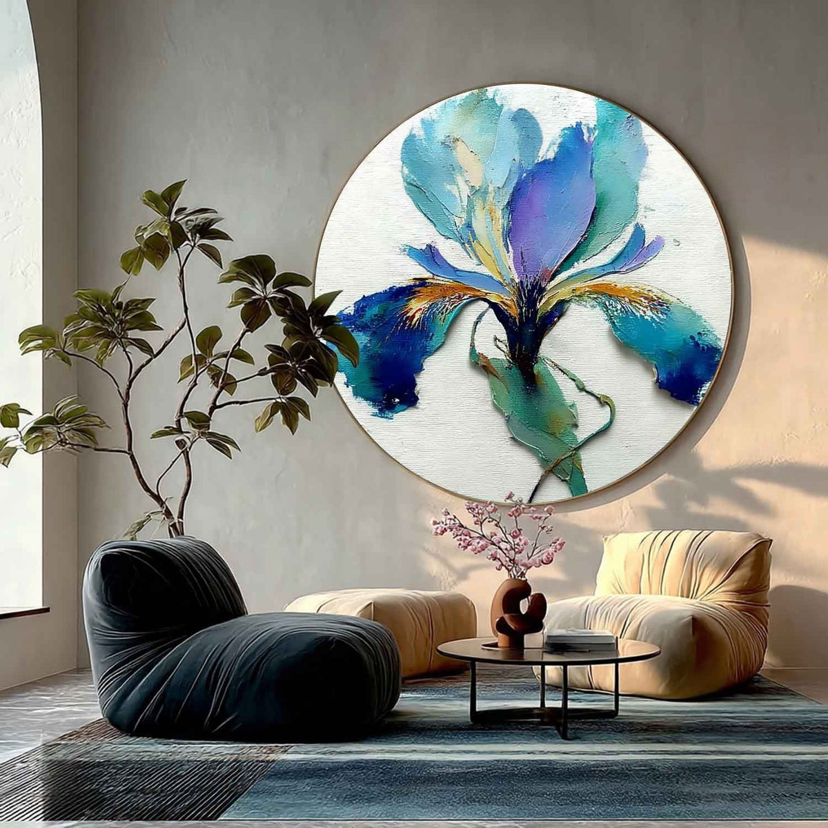 Wall Art Textured Impasto Iris Flower