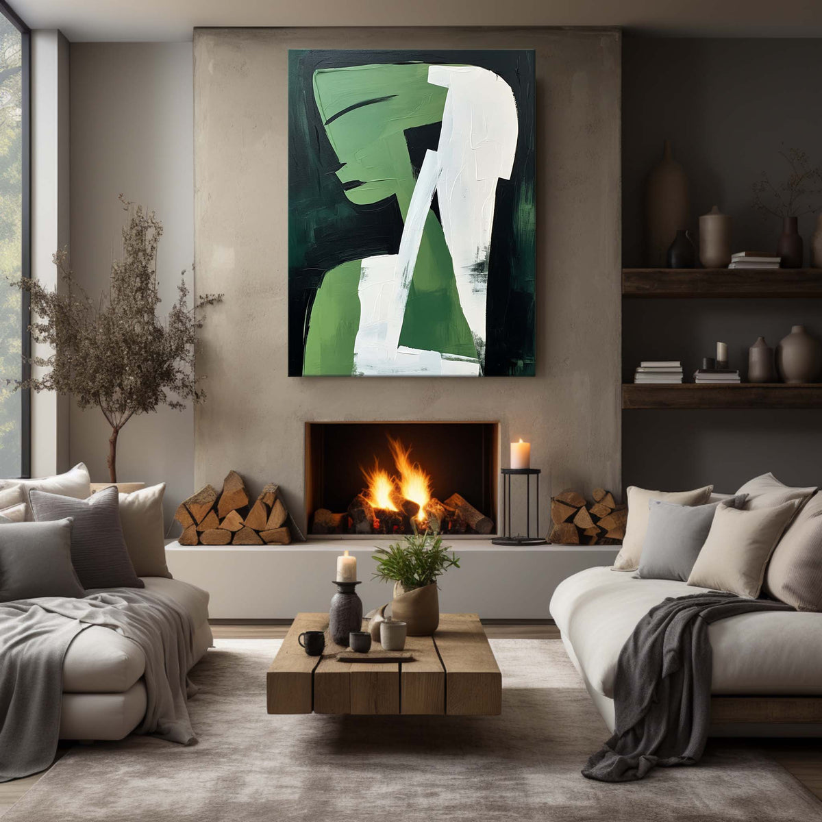 Wall Art Vertical Abstract Cubist Profile