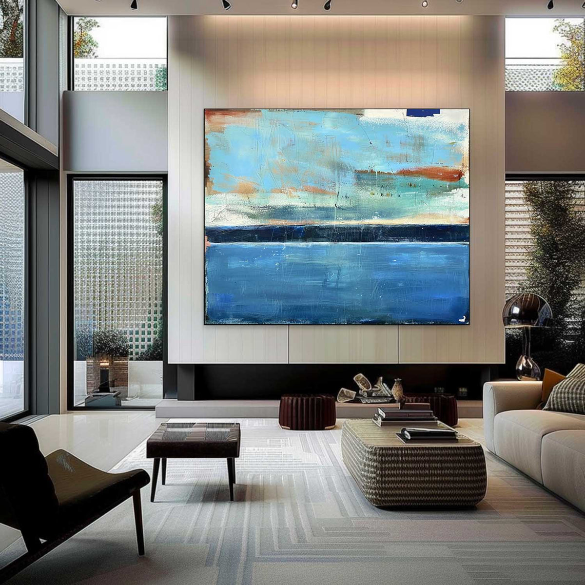 Coastal Landscape Painting Textured Modern Wall Art
