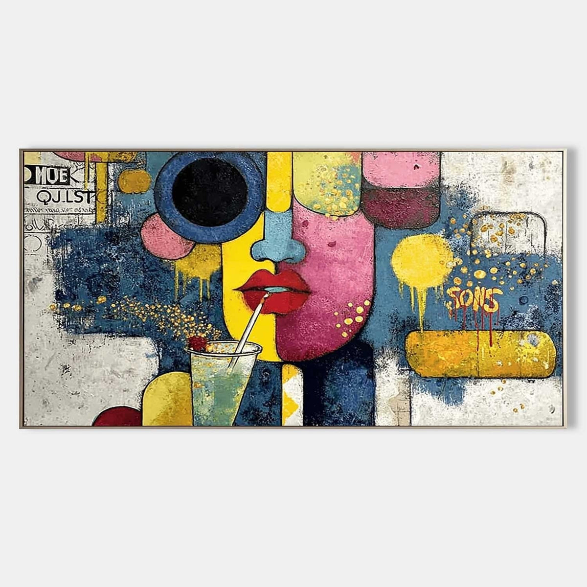 Pop Art Abstract Face & Cocktail Painting