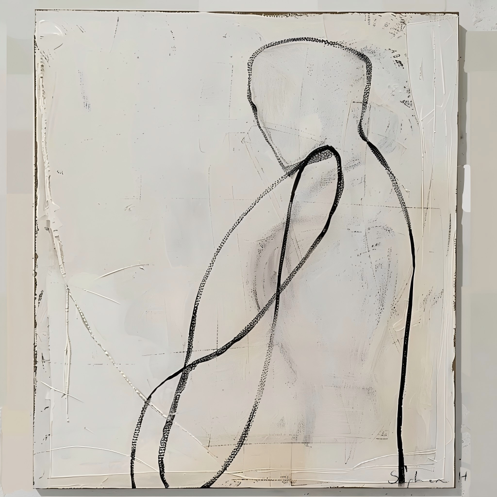 Minimalist Embrace Line Art Painting