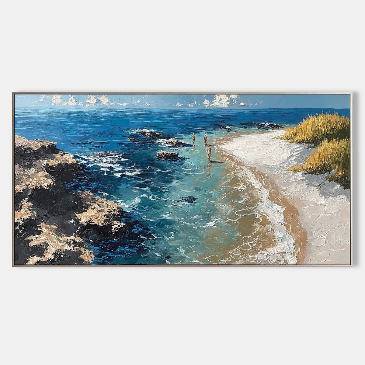 Cliffside Beach Impasto Painting