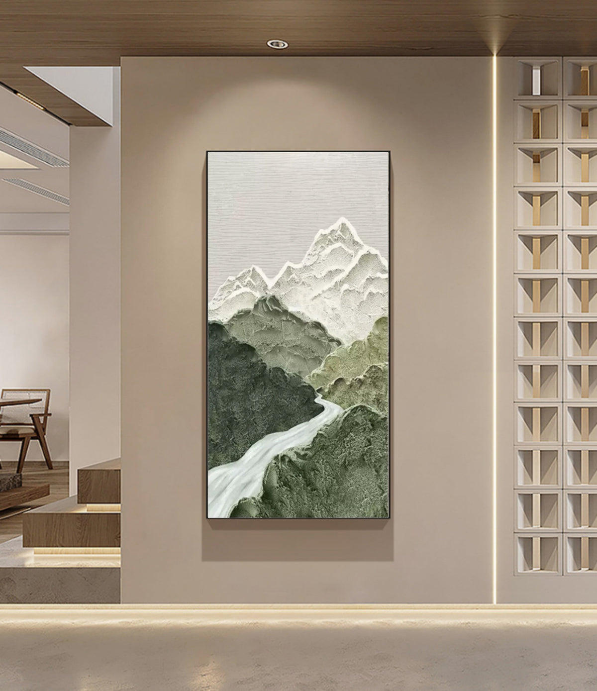 3D Textured Mountain Landscape Painting Minimalist Nature
