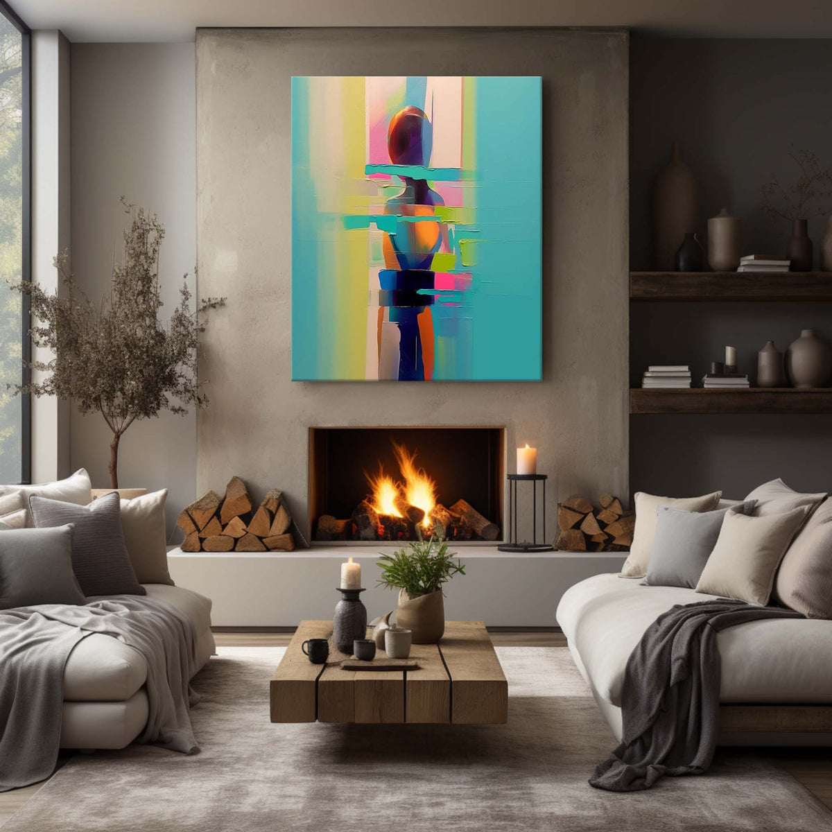 Wall Art Vertical Abstract Fragmented Figure
