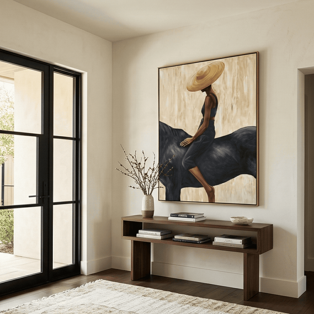 Silent Ascent Cowgirl and Horse Oil Painting