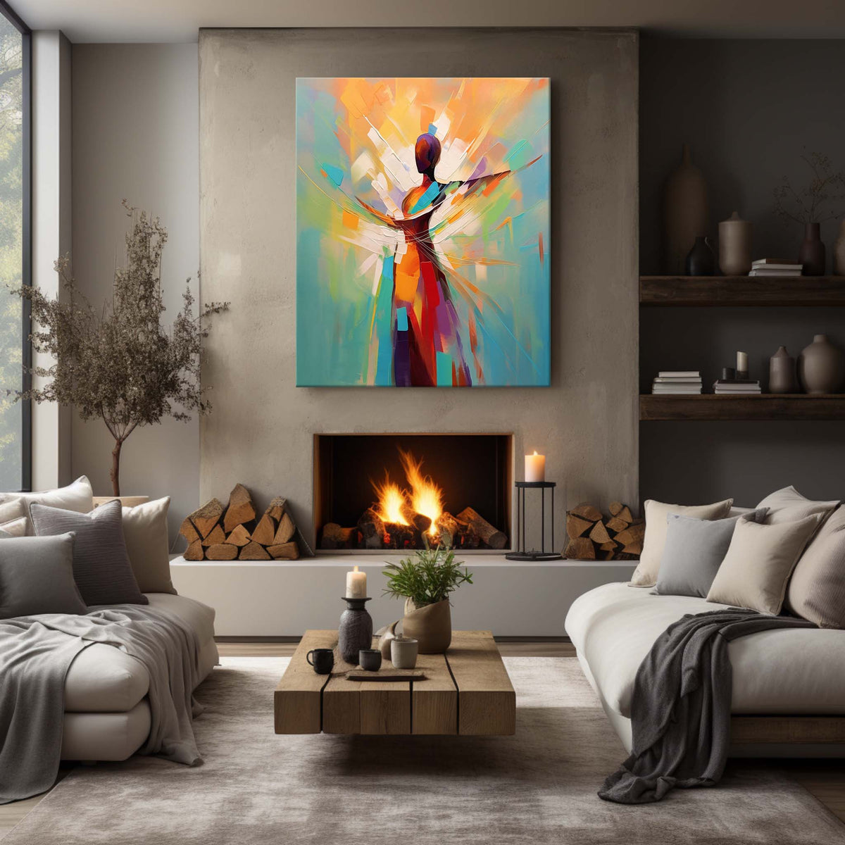 Wall Art Square Abstract Dancer Vibrant