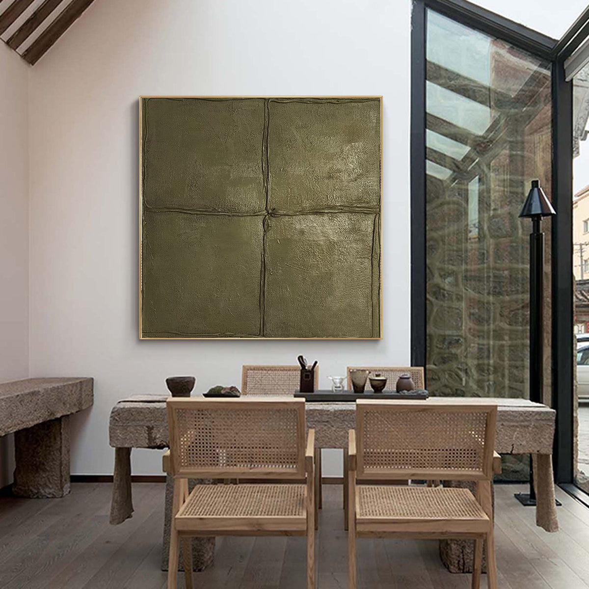 Four Square Minimalist 3D Textured Painting