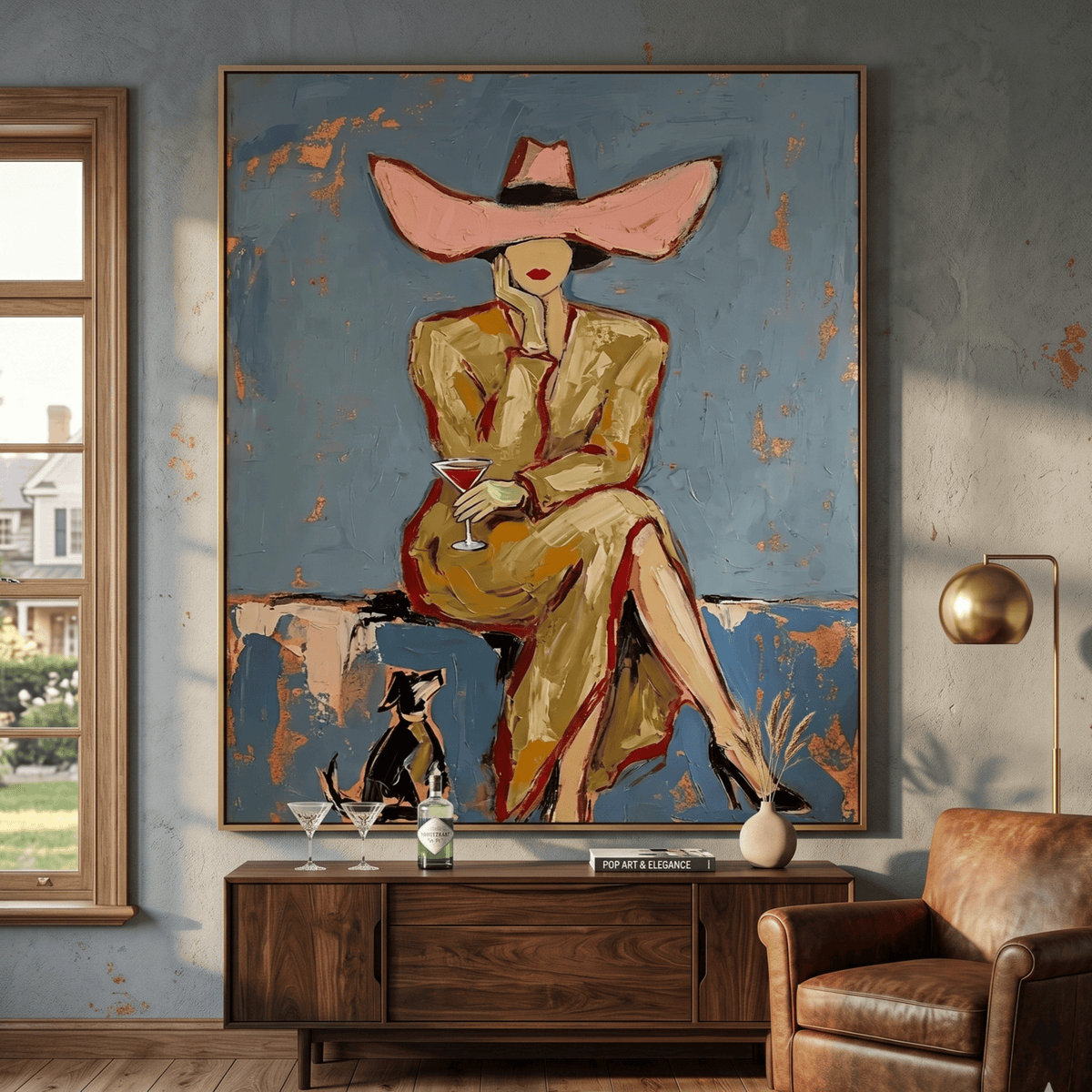 Western Lady’s Sip Figurative Oil Painting