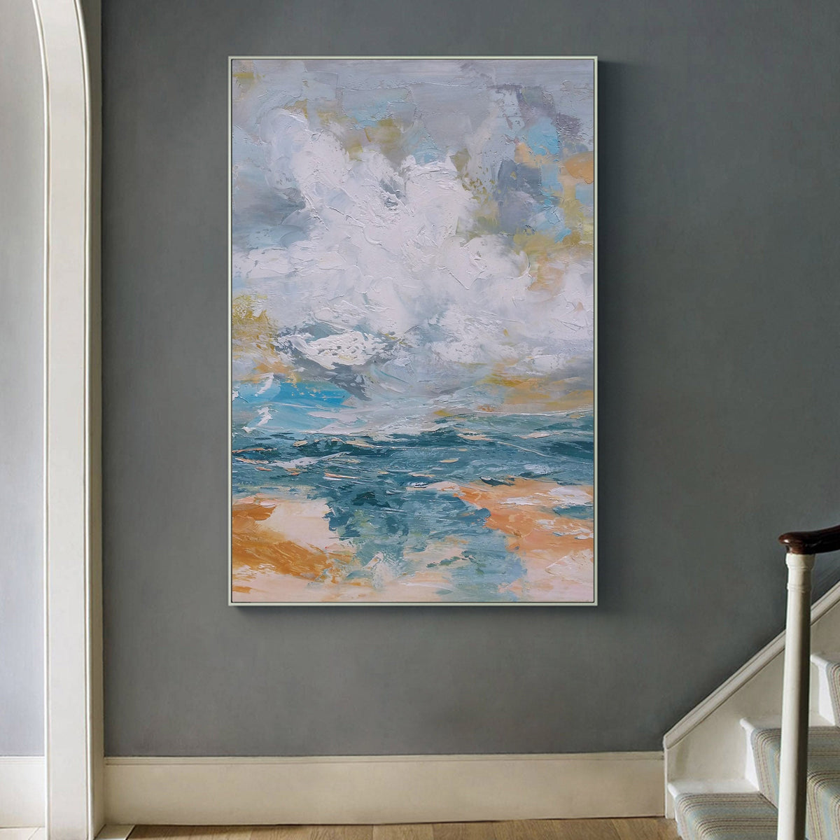 Impasto Seascape Abstract Hand‑Painted Thick‑Layer Ocean Wave Textured Artwork