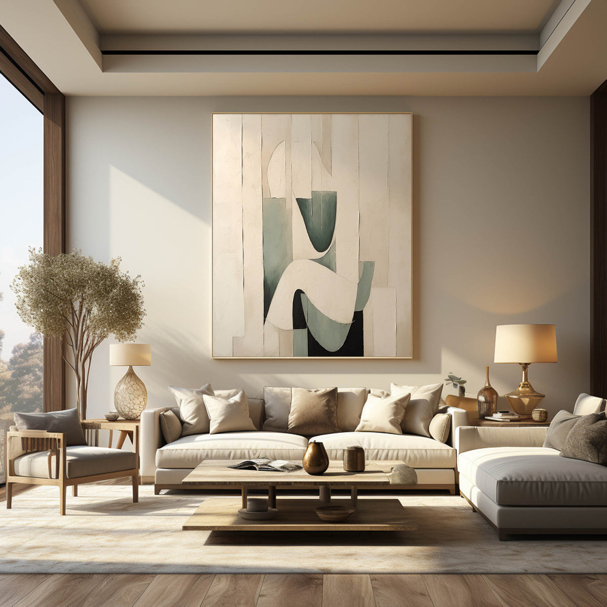 Wall Art Organic Geometric Abstract Oil Painting