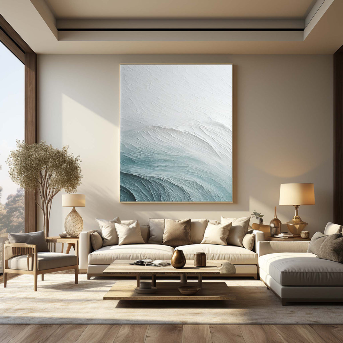 3D Textured Ocean Waves Coastal Wall Art