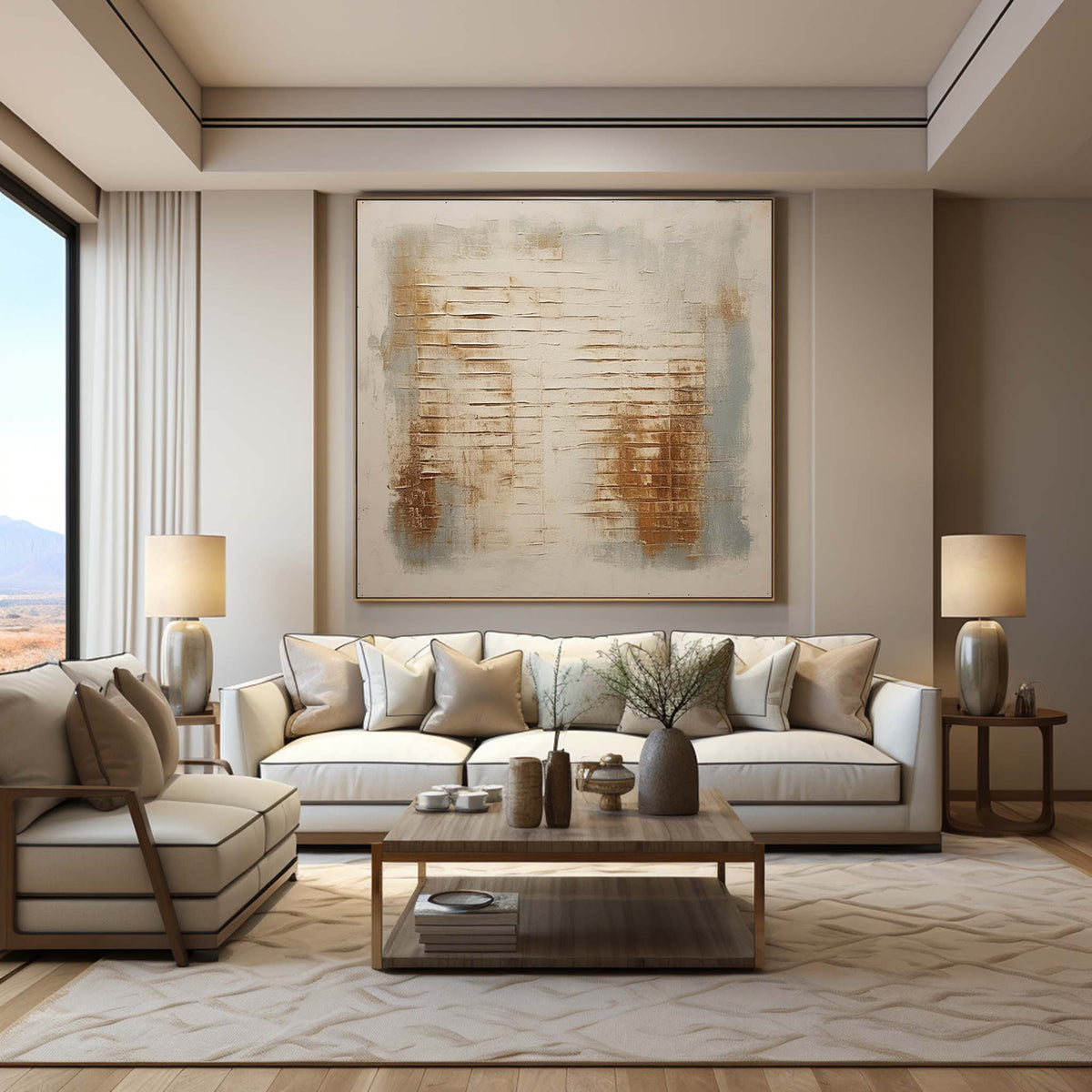 Minimalist 3D Textured Horizontal Stripes Painting