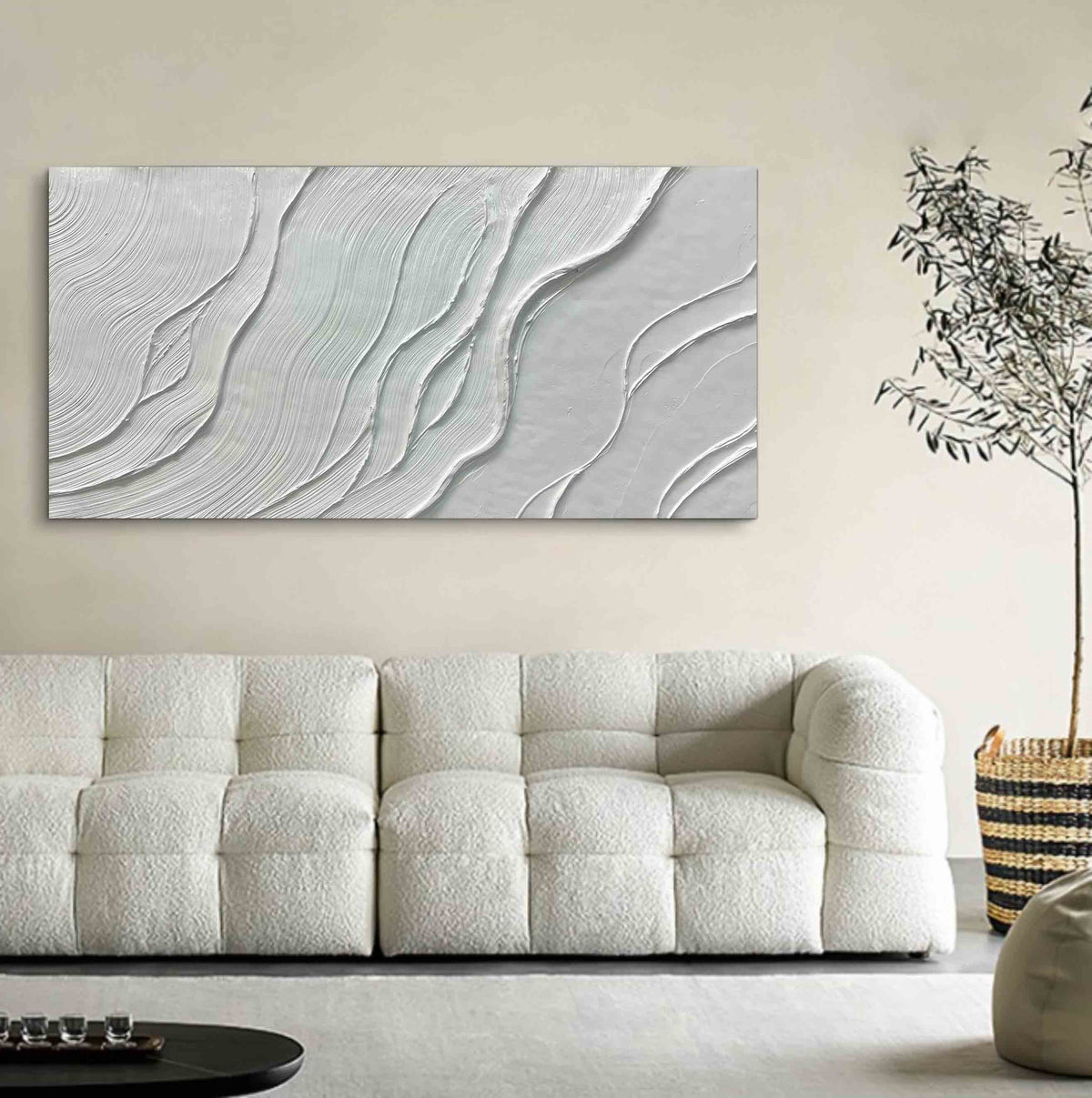 Plaster White Wave Texture Panoramic Painting