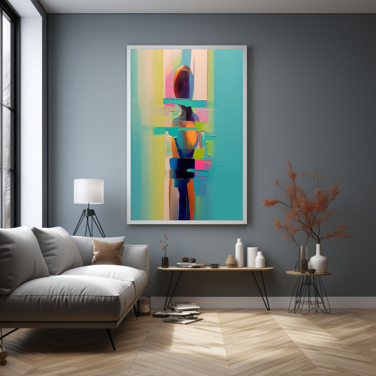 Wall Art Vertical Abstract Fragmented Figure