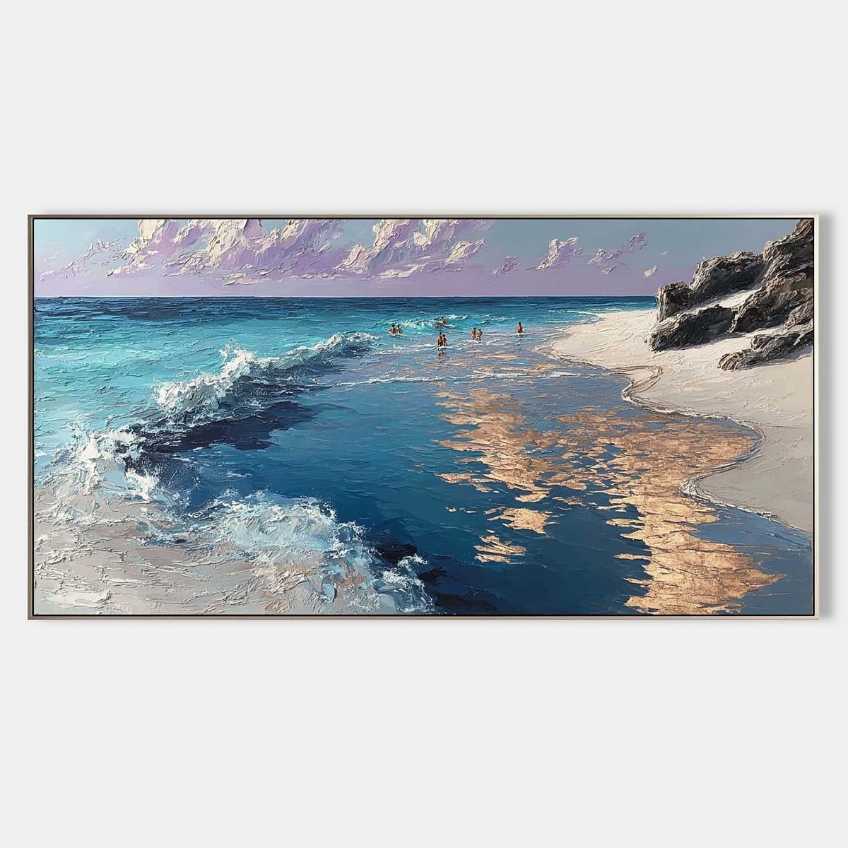 Golden Hour Beach Impasto Painting