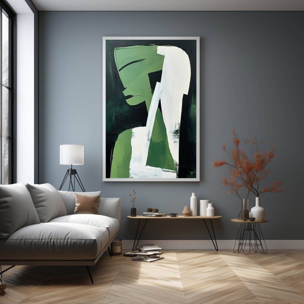 Wall Art Vertical Abstract Cubist Profile