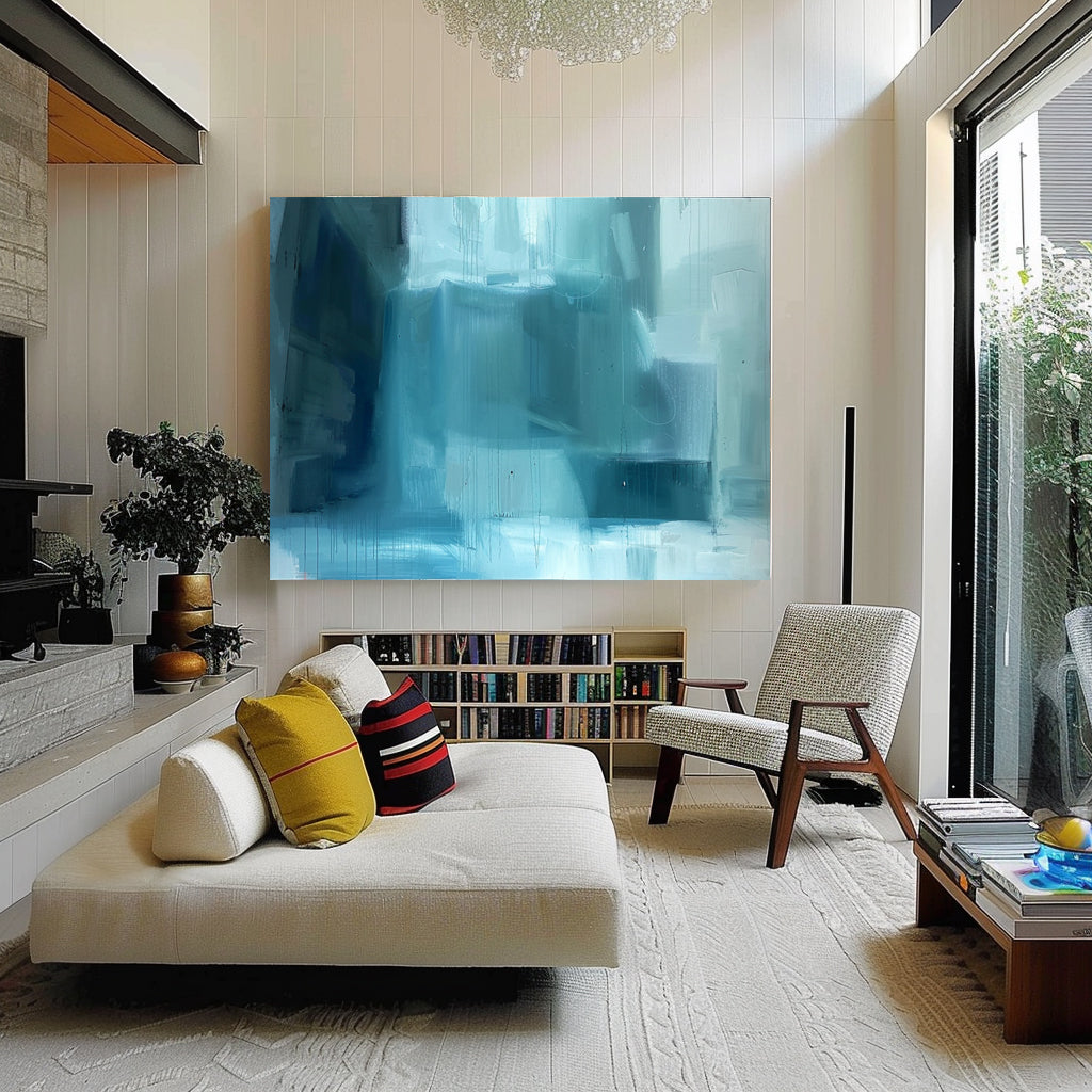 Cool-Tone Urban Oil Painting Textured Drips