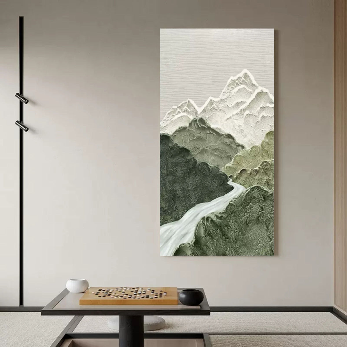 3D Textured Mountain Landscape Painting Minimalist Nature