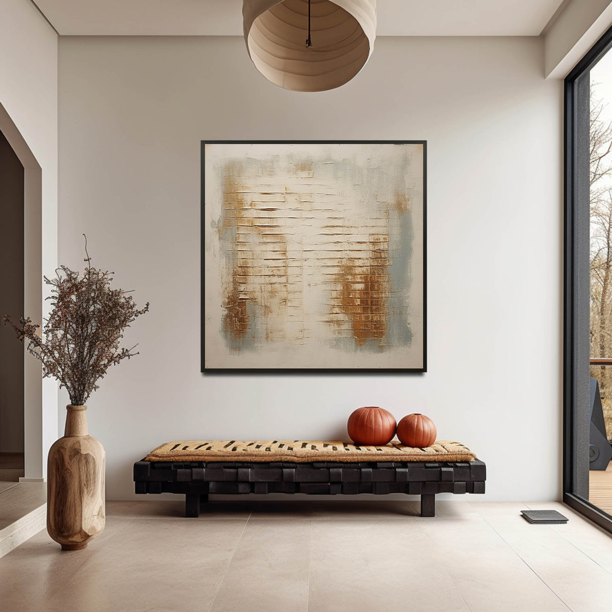 Minimalist 3D Textured Horizontal Stripes Painting