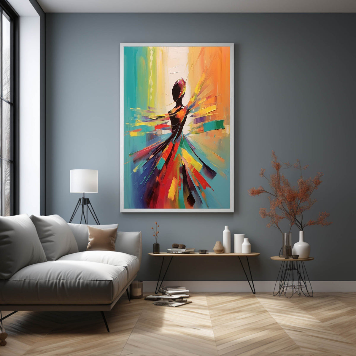 Wall Art Vibrant Dancer Silhouette Oil Painting