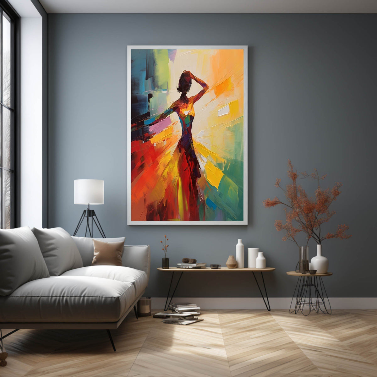 Palette Canvas Art Vibrant Abstract Dancer Painting Colorful Impasto