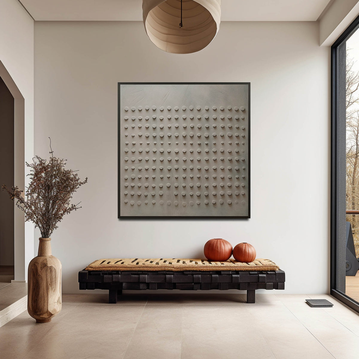 Wall Art Raised Dot Grid Texture Oil Painting