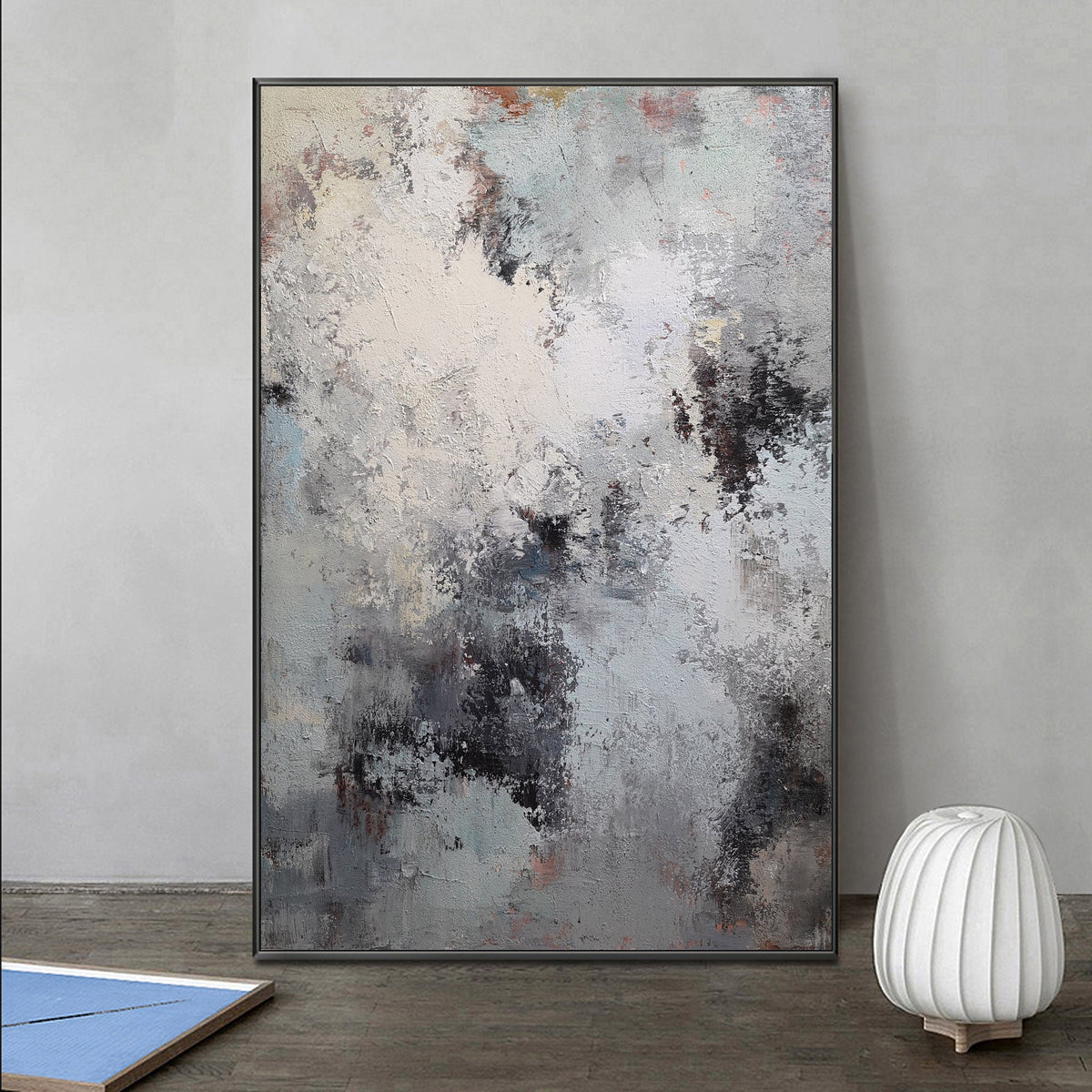 Wabi-Sabi Monochrome Abstract Oil Painting