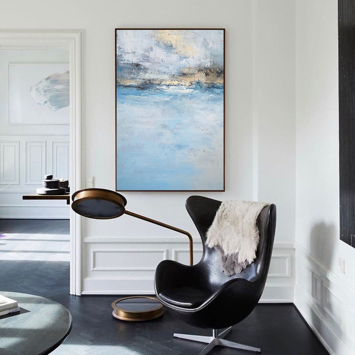 Coastal Serenity Abstract Oil Painting