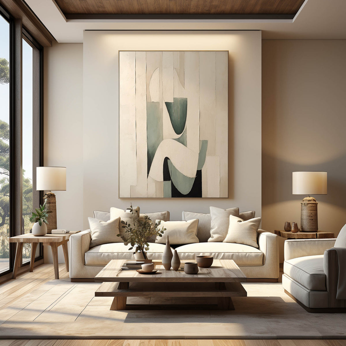 Wall Art Organic Geometric Abstract Oil Painting