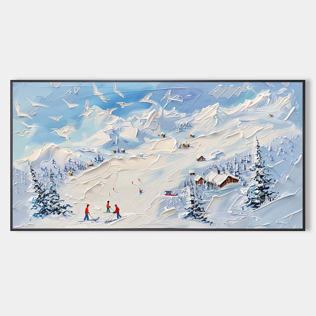 Wall Art Panoramic Impressionist Ski Resort