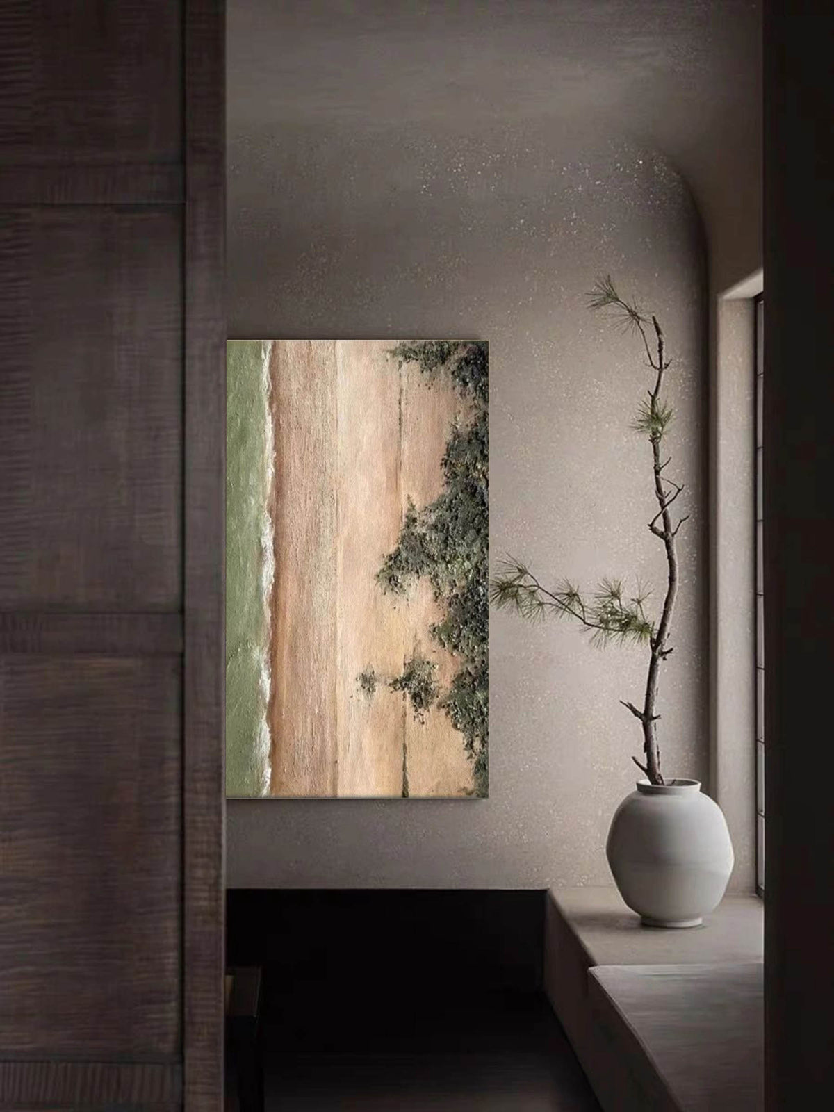 Wall Art Vertical Abstract Coastal Grove Sage