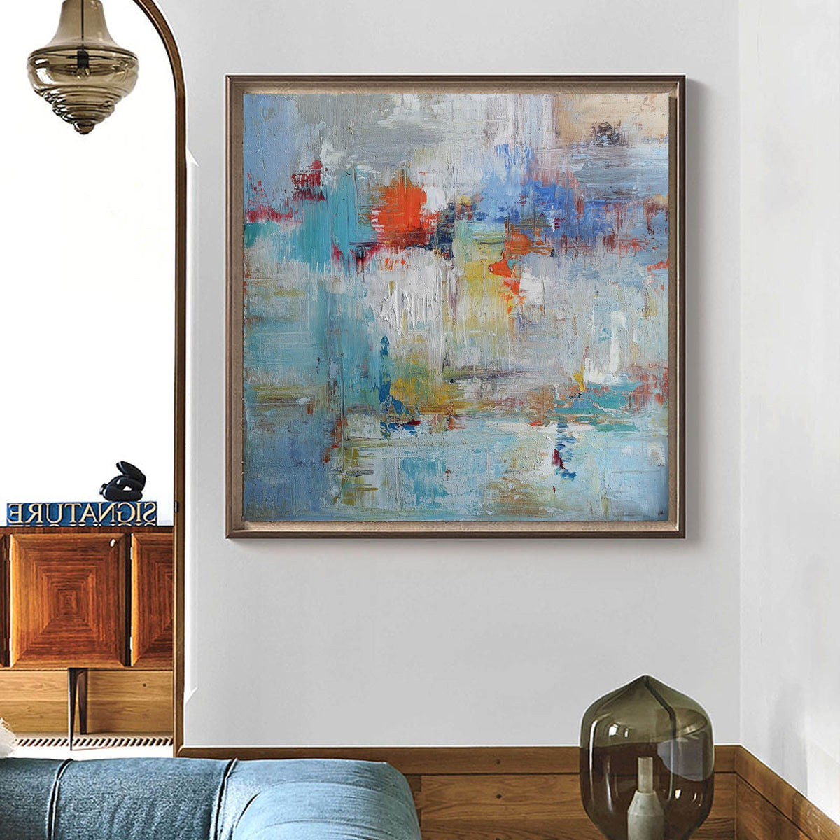 Coastal Tone Abstract Oil Painting Textured