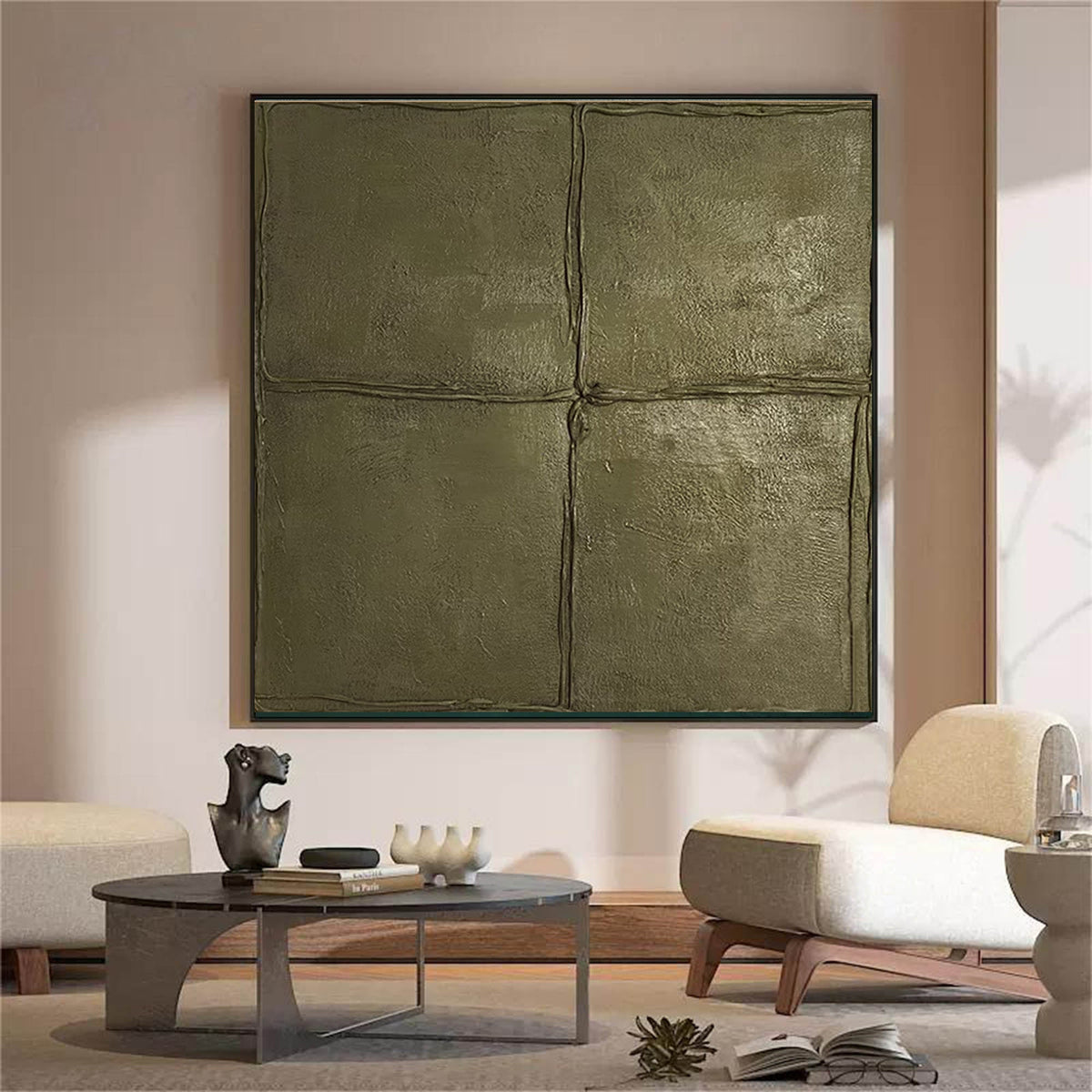 Four Square Minimalist 3D Textured Painting