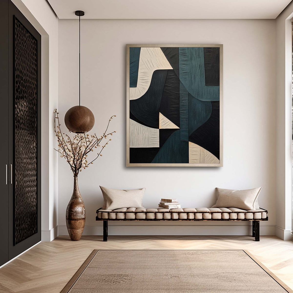 Modern Geometric Wall Art Textured Minimalist Painting