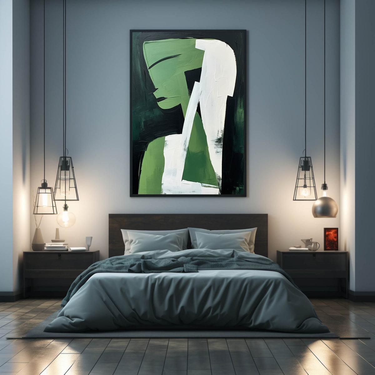 Wall Art Vertical Abstract Cubist Profile