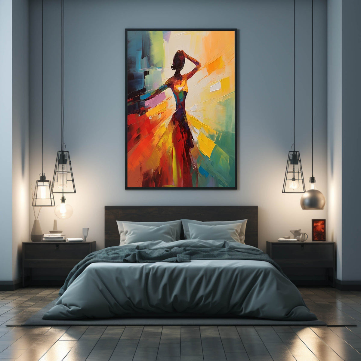 Palette Canvas Art Vibrant Abstract Dancer Painting Colorful Impasto