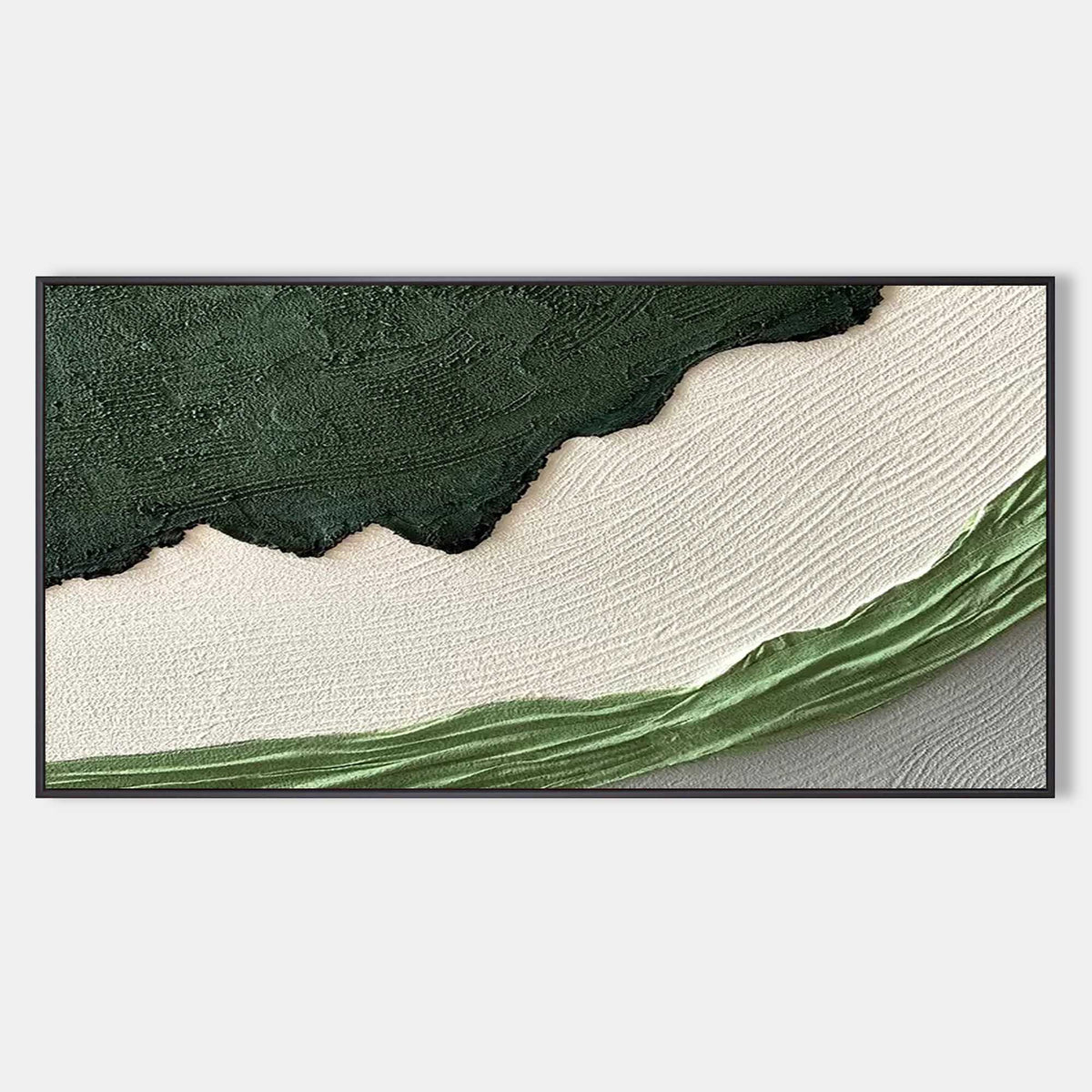 Green White Landscape 3D Textured Painting